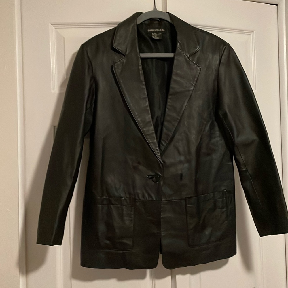 ❤️HP❤️Savannah Classic Black Leather Blazer